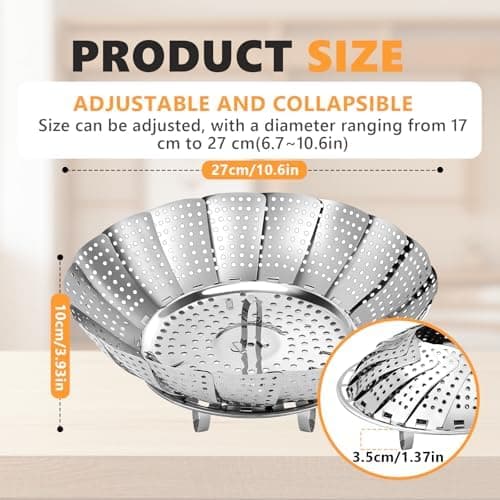 Edelstahl Dampfgarer für Köchlein, dünne Speisenbereitung und flexibles Kochen (17-27cm)