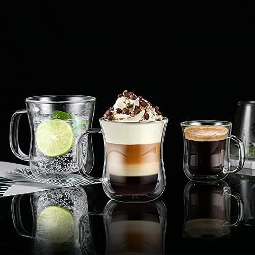 Ecooe Doppelwandige Kaffeetassen Glas 2er Set für Cappuccino und Tee Borosilikatglas