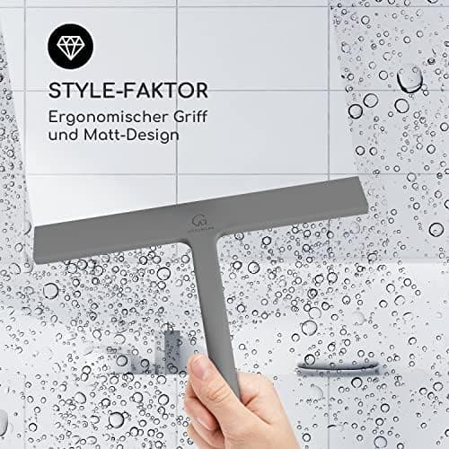 Gütewerk Hygienischer Silikon-Abzieher für Badezimmer, Duschwand & Fenster, 23cm mit Halterung
| Gütewerk Duschabzieher