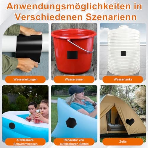 Schwarzes Wasserabweisendes Reparaturset für Zelte, 15x150cm TPU Klebeband, ideal für Pool und Gartenleitungen
| Wasser