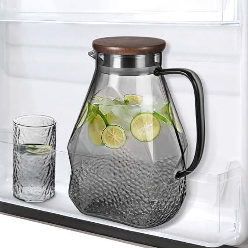 Eeco Glaskaraffe 1,5 Liter Edelstahldeckel Karaffe, ideal für Heißes und Kaltes Wasser, Getränke Büchse, Saft, Milch, Te