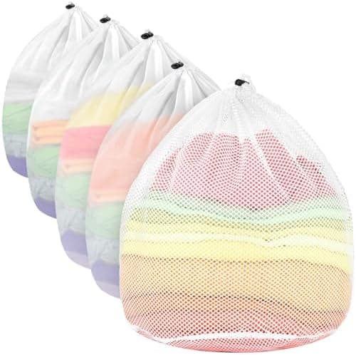 Ecoe groß Wäschesack für Waschmaschine, ideal für Schulanfang und Wohnung, XXL Netz mit Kordelstopper, 60x90cm