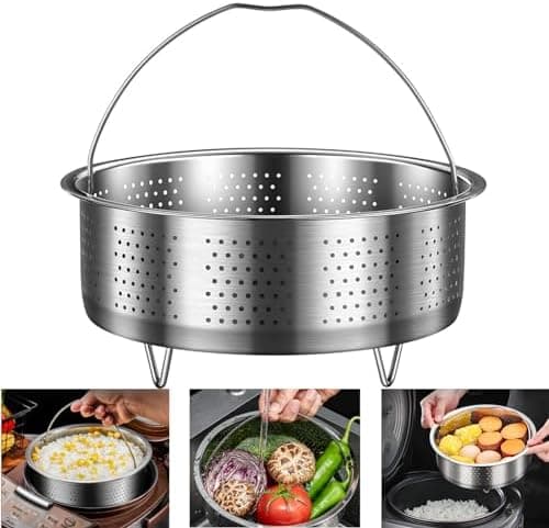 Edelstahl Dampfkorb Topf Einsatz für Dünsten und Garen Dampfeinsatz mit Griff Topf für Gemüse und Früchte (Rund 22cm)