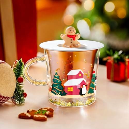 Ecooe Weihnachtstasse Doppelwandige Kaffeegläser 240ml Geschenke für Frauen & Männer
