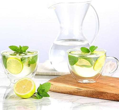 Ecooe Doppelwandige Kaffeetassen Glas 2er Set für Cappuccino und Tee Borosilikatglas