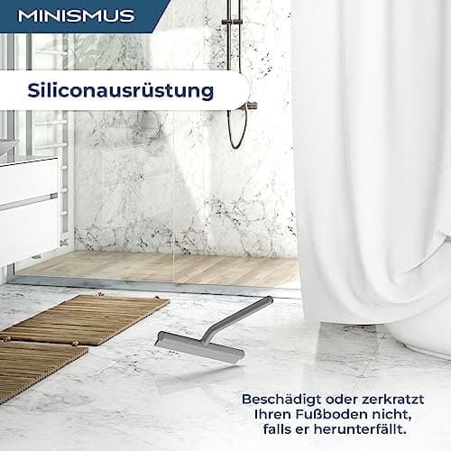 Minismus Silikon Duschabzieher Schwarz 28cm - Makellose Oberflächen, Kein Bohren erforderlich, Glas & FensterHalterung i