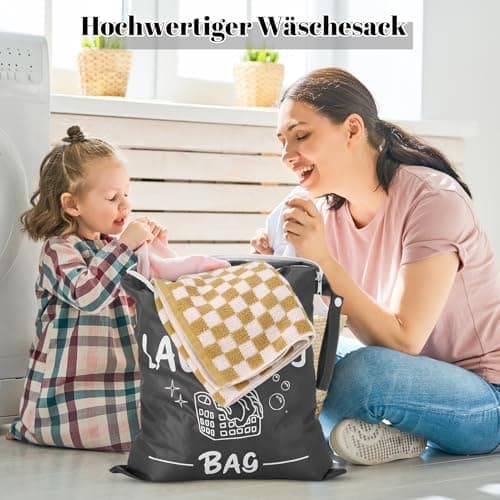 2 Stück Dunkelgrau+Grün wasserdichte Reise Wäschesack 38*48cm Faltbar Füllung/downloadsicher Schmutzwäschebeutel für Rei