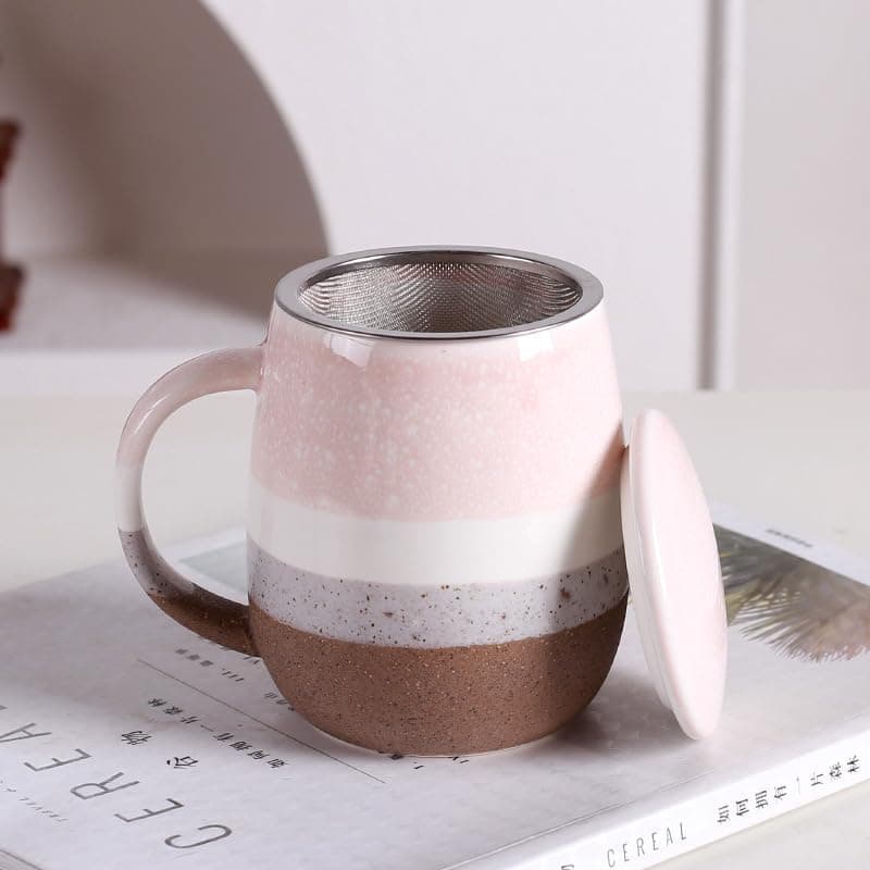 Keramik Teetasse mit Deckel und Sieb, Rosa, Modern für Jedermann, zur Entspannung
| Keramik Teetasse mit Sieb, 400 ml,