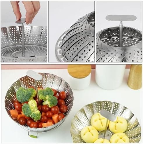 Dampfeinsatz für Topf Edelstahl, Gemüsedampfkorb, Meeresfrüchten Dampfeterminestbar (18-28cm)