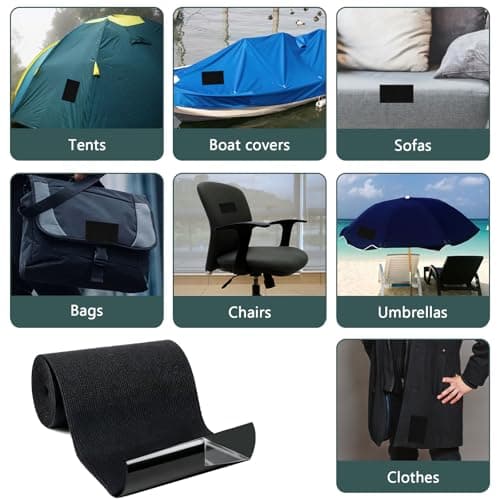 Hopton Wasserdichtes Textilklebeband Selbstklebend für Cabrio-Reparatur Schwarz, Zelt und Sonnenschirm, 10cm x 1.6m