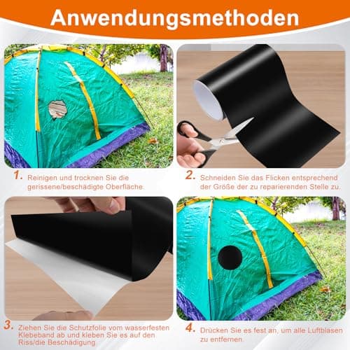 Schwarzes Wasserabweisendes Reparaturset für Zelte, 15x150cm TPU Klebeband, ideal für Pool und Gartenleitungen
| Wasser