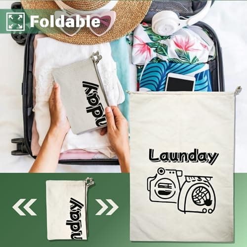 Reise Wäschesack 2er Set 50x70cm - Faltbarer Wäschekorb mit Kordelzug