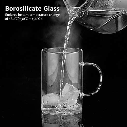 EcoOE 440 ml Borosilikat Teetasse mit Ultrafein Edelstahl Sieb und Natürlicher Bambus Deckel für Koffeinfreie Getränke
