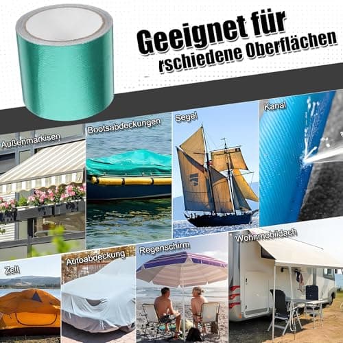 Reparaturset Schwarz für Zelt und Markise - Kleber zur Reparatur von Plane & Schutzplanen (5cm*10m)  
Klebeband Schwarz