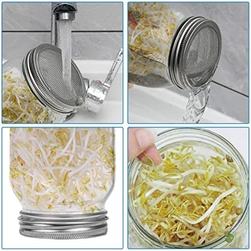 Edelstahl-Einnahmegläser-Set 1000 ml mit Siebkeimdeckeln und Accessoaren für Hausapotheke