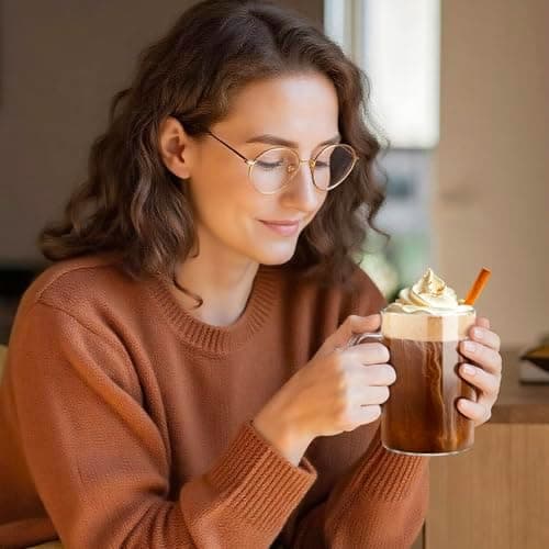 Ecoe 470 ml Kaffeetassen aus Borosilikatglas 4er-Set, perfekte Trinktasse für Kaffee und Tee, große Tassen mit Henkeln u