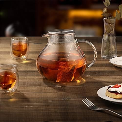 Ecooe 1000mL Teekanne mit Stövchenglas und Edelstahl-warme-teee-Teebereiter