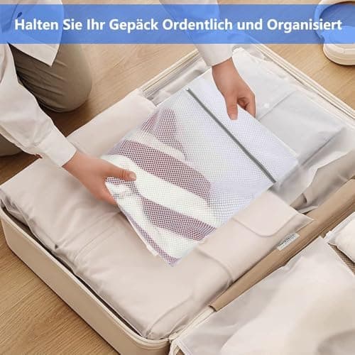 4 Stück Groß 50x60cm Wäschenetz für Waschmaschine, 2 Arten Maschen, Feinwäsche- und Unterwäschebeutel mit Reißverschluss