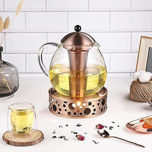 Glastal Bronze Teekanne 1500ml Edelstahl Teewärmer für Teebegeisterteuled
Glastal 1500ml Bronze Teekanne mit Stövchen fü