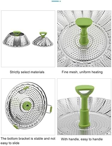 Edelstahl Dampfgarer mit Griff für Küche, Ideal für Gemüse und Meeresfrüchte, 13cm bis 23cm, Faltbar und Einziehbar, Spü