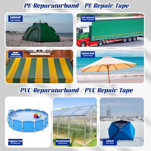 Sinmoe PE Planenband für Lkw-Reparatur - Wasserdicht - Zelt-Flicken - Kfz-Anhänger-Reparatur (8cm x 8m, Transparent)