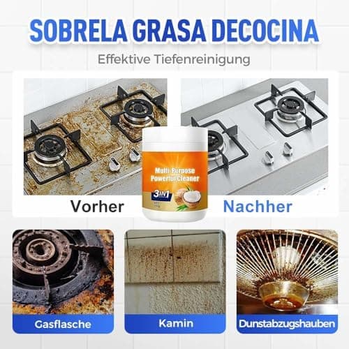 Multifunktionaler Kraftreiniger für Edelstahl-Geschirr im Küchenbereich Edelstahlreiniger, Fleckenentferner, Eingebrannt