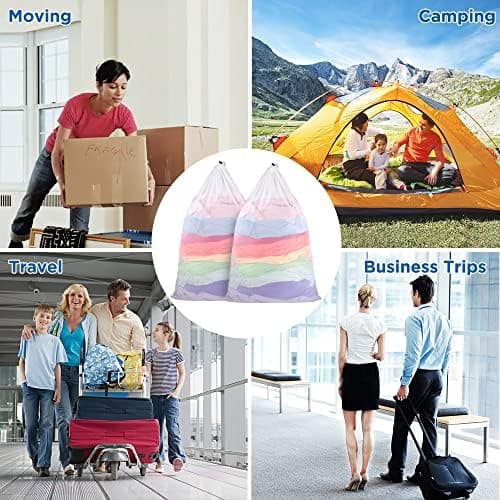 Ecoe groß Wäschesack für Waschmaschine, ideal für Schulanfang und Wohnung, XXL Netz mit Kordelstopper, 60x90cm