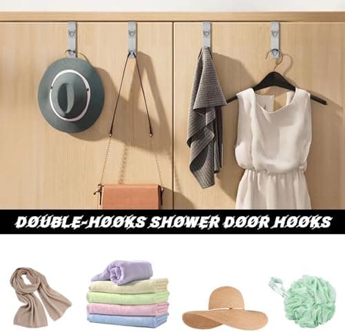 2 Stück Goldfarben Haken Duschwand ohne Bohren | Glaswand Handtuchhalter Dusche | Gummi Schutz