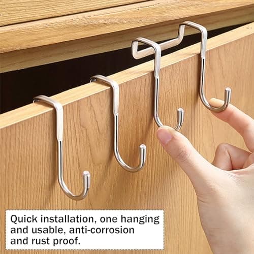Edelstahl Düsehaken 4er Set Silber Duschwand Haken ohne Bohren Dusche Türhaken für Küche Badezimmer Flur Schlafzimmer