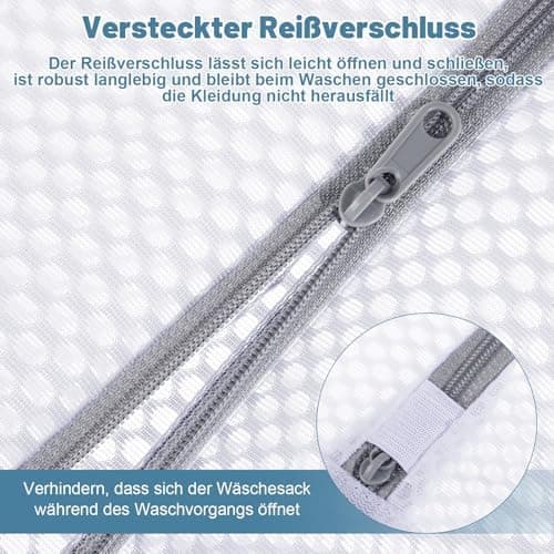 3 Stück Wäschesäcke mit Wabenstruktur für Feinwäsche und BH im Format 50 x 60 cm Waschmaschine-Wäschenetz mit Reißversch