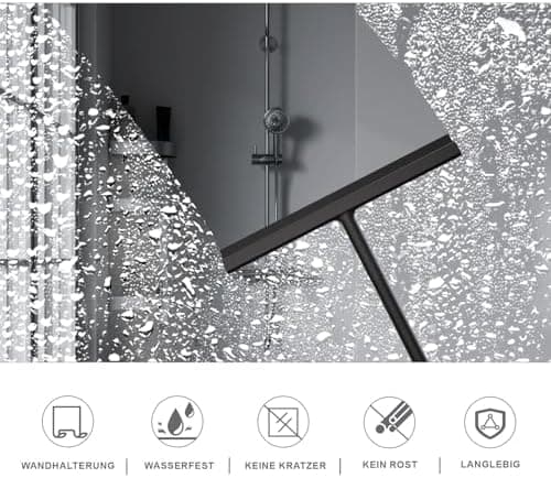 Duschabzieher Silikon Edelstahl-Kern Schwarz
| Abzieher Dusche mit Halter für Fliesen und Fenster
| Duschkabinenabziehe