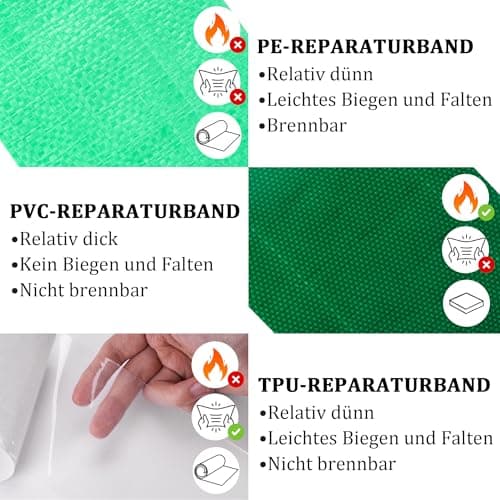 PE Planenband, Reparaturklebeband für Gewebeplanen, für LKW-Abdeckplanen, Markisen und Zelte, weiß, 5M * 8CM