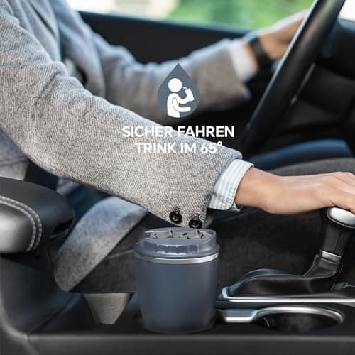 Ideaux Isolierbecher 14oz (420ml) | Doppelwandig | Eign. für Kaffee & Tee - Grün | Auslaufsicher | Reisebef. | Heiß & Ka