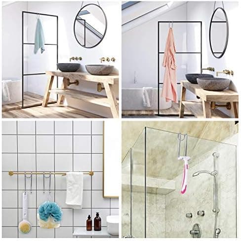 Love-KANKEI Duschhaken 2er Set Schwangerschaft Dusche Ohne Bohren Halterung für Duschabzieher Handtücher