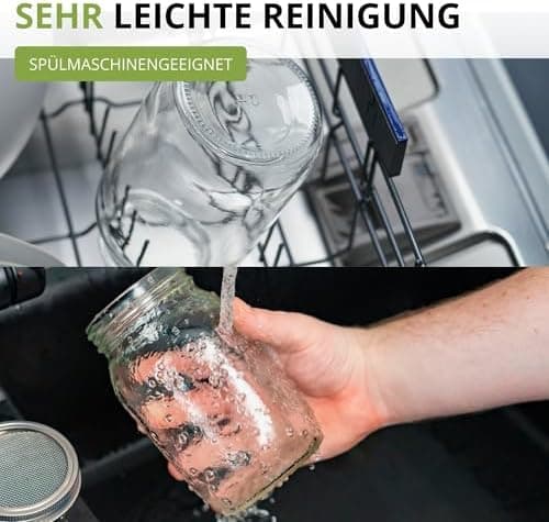 Westmark Sprossenglas Keimglas Set 2 STK - Edelstahl-Sieb & Abtropf - Für Sprossen & Microgreens - 950 ml