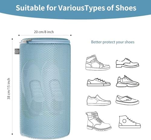 Kimmama Waschbeutel Schuhe 125 g/m² Mesh Langlebiger und wiederverwertbarer Waschbeutel Reiseorganisation (7"×15")  
Kim