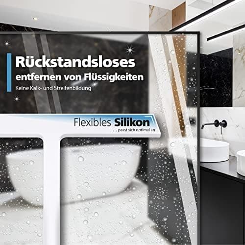 Duschabzieher Silikon Weiß 23 cm - Scheibenabzieher für Duschkabinen - Flüssigkeiten rückstandslos entfernt
| Duschabzi