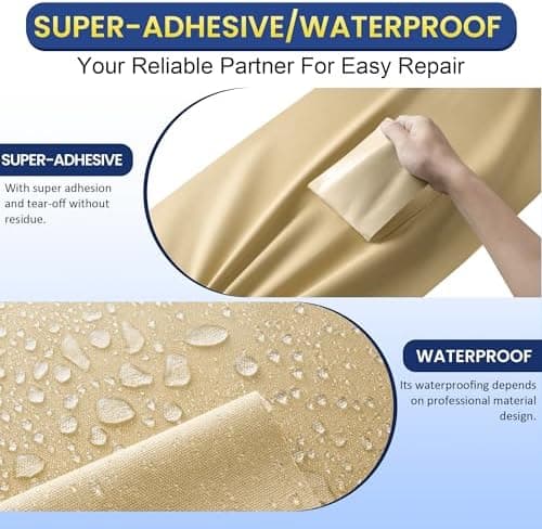 Selbstklebender Textilkleber 10x200cm, Wasserdicht Repair Patch, Zelt Stoffspar Patch für Sofa RV Markisen Stühle