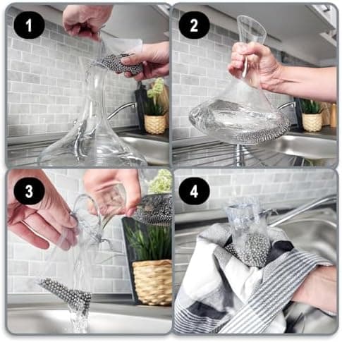 com-four® Edelstahl Reinigungsperlen für Flaschen – rostfrei & wiederverwendbar – Flaschen- und Weinwertung Reinigung (1