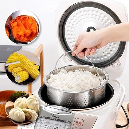 Edelstahl Dampfkorb Topf Einsatz für Dünsten und Garen Dampfeinsatz mit Griff Topf für Gemüse und Früchte (Rund 22cm)