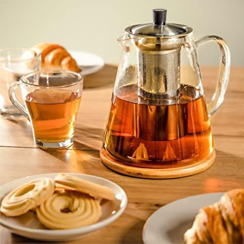 Cosumy Teekanne Glas 1,3 L - Hitzebeständig - Hält lange warm - Spülmaschinenfest