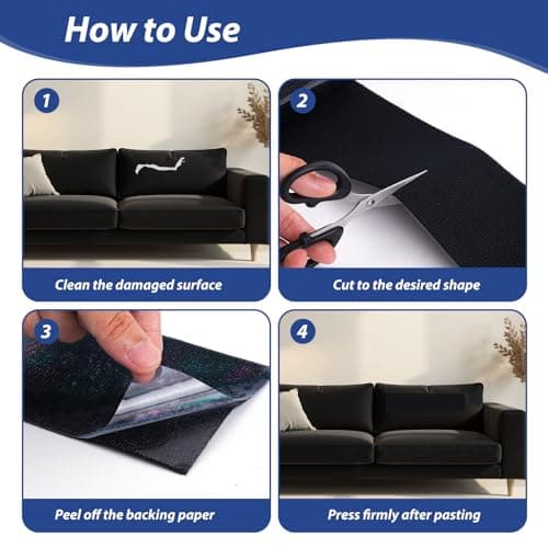 Selbstklebend Wasserdicht Textilklebeband 10x200cm, Reißfest Schwarz, Sofa und Zelt-Reparatur, Daunenjacke-Flickband, 10