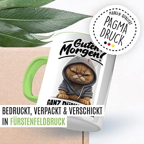 Lustige Katzen-Tasse Morgenmuffel Humor Geschenk für Verschlafene Kaffeebecher (Weiß & Schwarz)  
Geschmackvolle Witze K