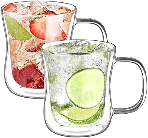 Ecooe Doppelwandige Kaffeetassen Glas 2er Set für Cappuccino und Tee Borosilikatglas