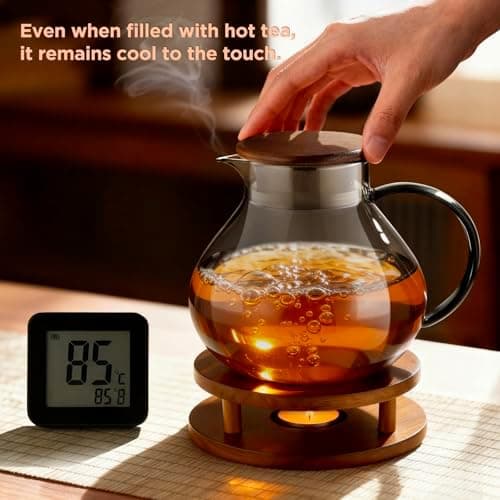 Ecooe 1000mL Teekanne mit Stövchenglas und Edelstahl-warme-teee-Teebereiter