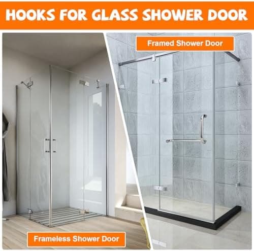4 Stück Duschtürhaken für Glaswand ohne Bohren ≤12mm Halterung Duschhaken Handtuchhaken Duschwand Handtücher ohne Montag