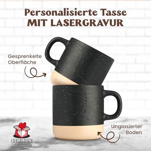 Gravur Tasse mit Namen - Personalisiert - Geschenk für Freundin  
Gravur Tasse mit Namen - Spülmaschinenfest - Blumenmot