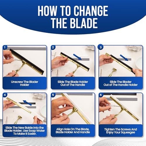 Wunset Groß Silber Abzieher Dusche - 25 cm Silber für Dusche, Bad, Fliesen, Spiegel, Fenster - 6-teiliges Set mit 2 Ersa