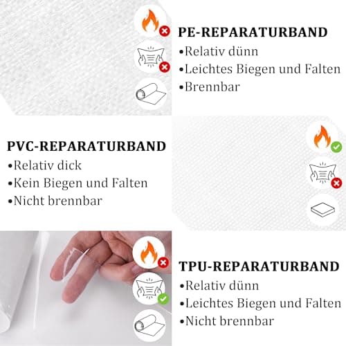 PE Planenband, Reparaturklebeband für Gewebeplanen, für LKW-Abdeckplanen, Markisen und Zelte, weiß, 5M * 8CM