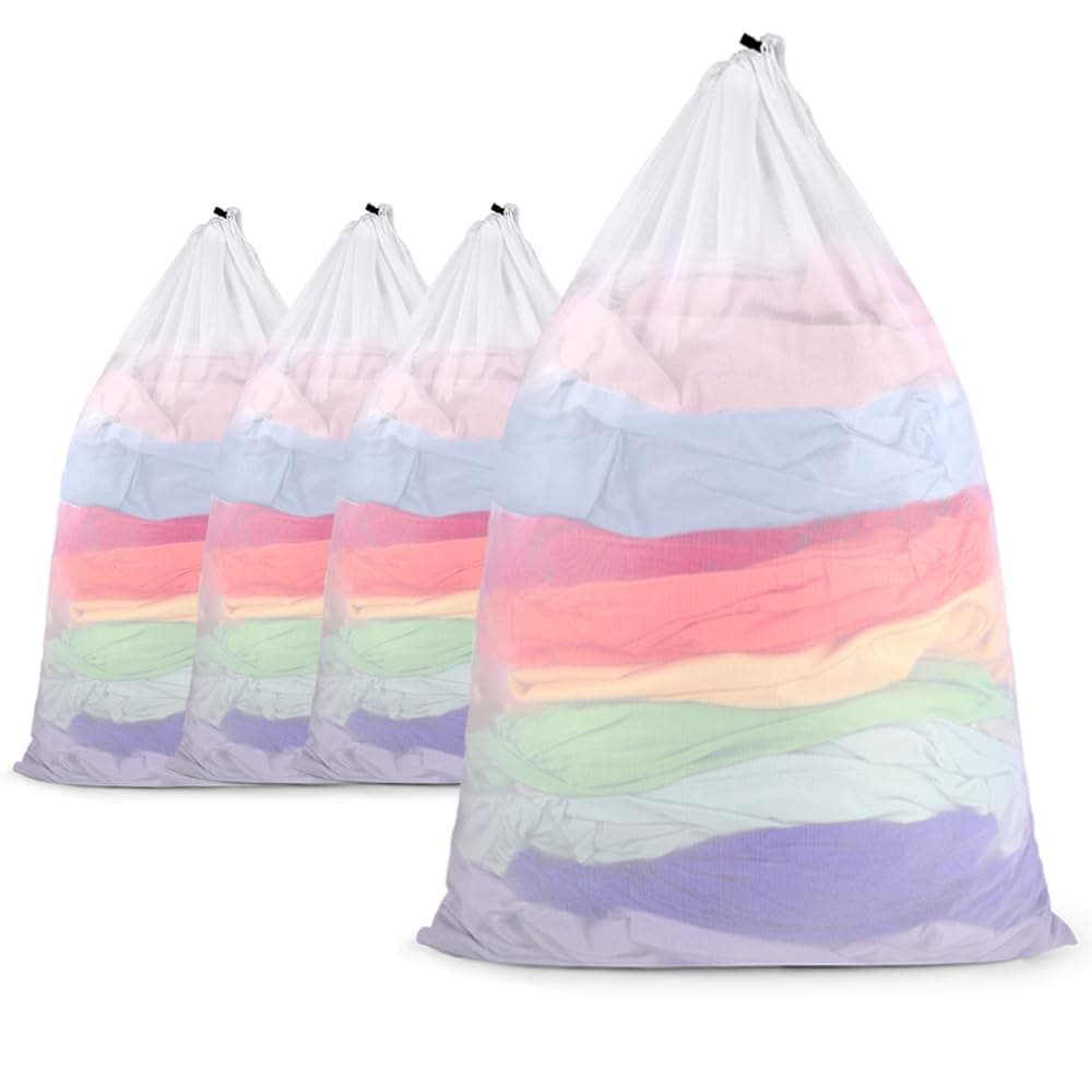 Ecoe groß Wäschesack für Waschmaschine, ideal für Schulanfang und Wohnung, XXL Netz mit Kordelstopper, 60x90cm